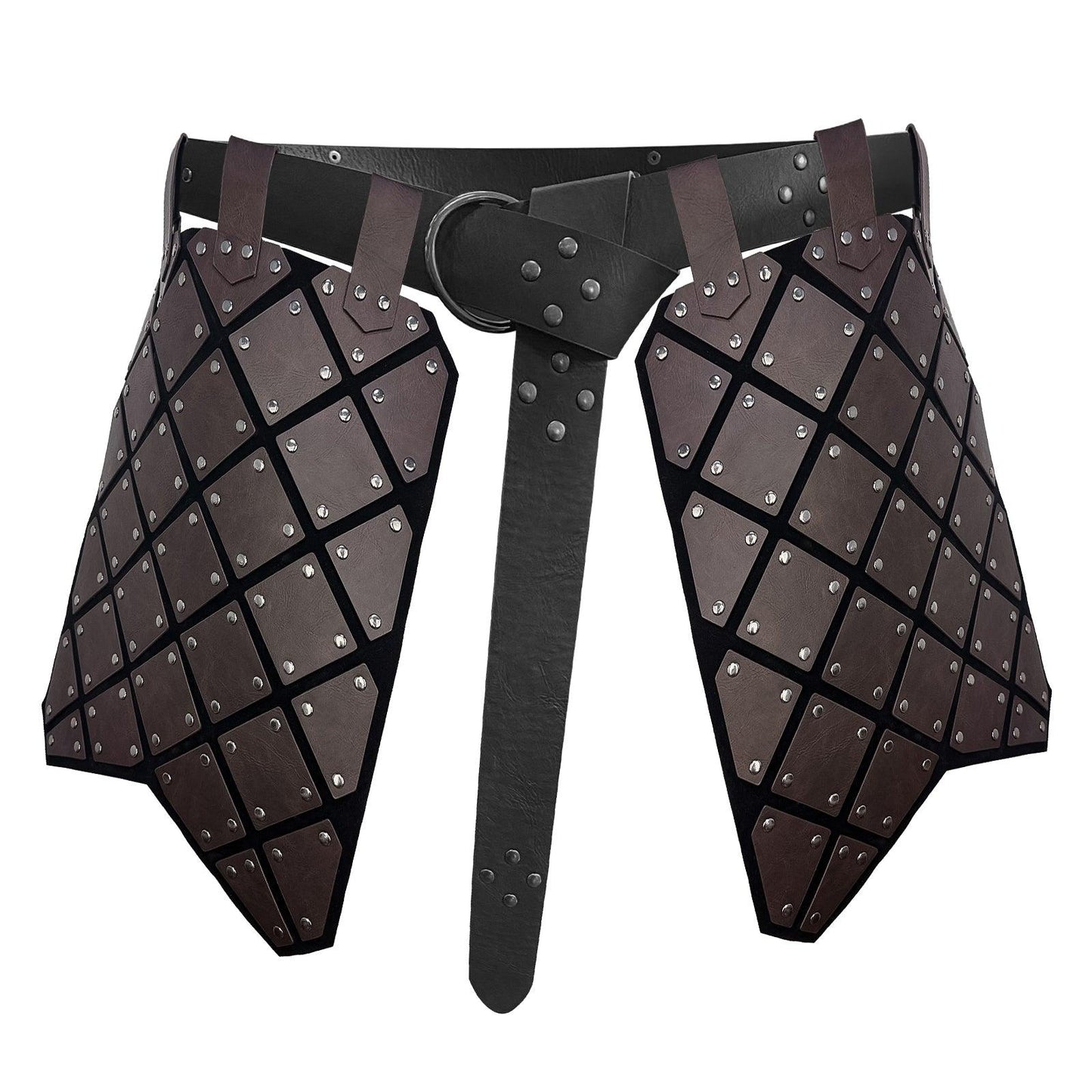 HiiFeuer Medieval Faux Leather Thigh Armor, Retro Double Sides Waist Armor with Belt, Mercenary&amp;Knights Skirt Armor for LARP