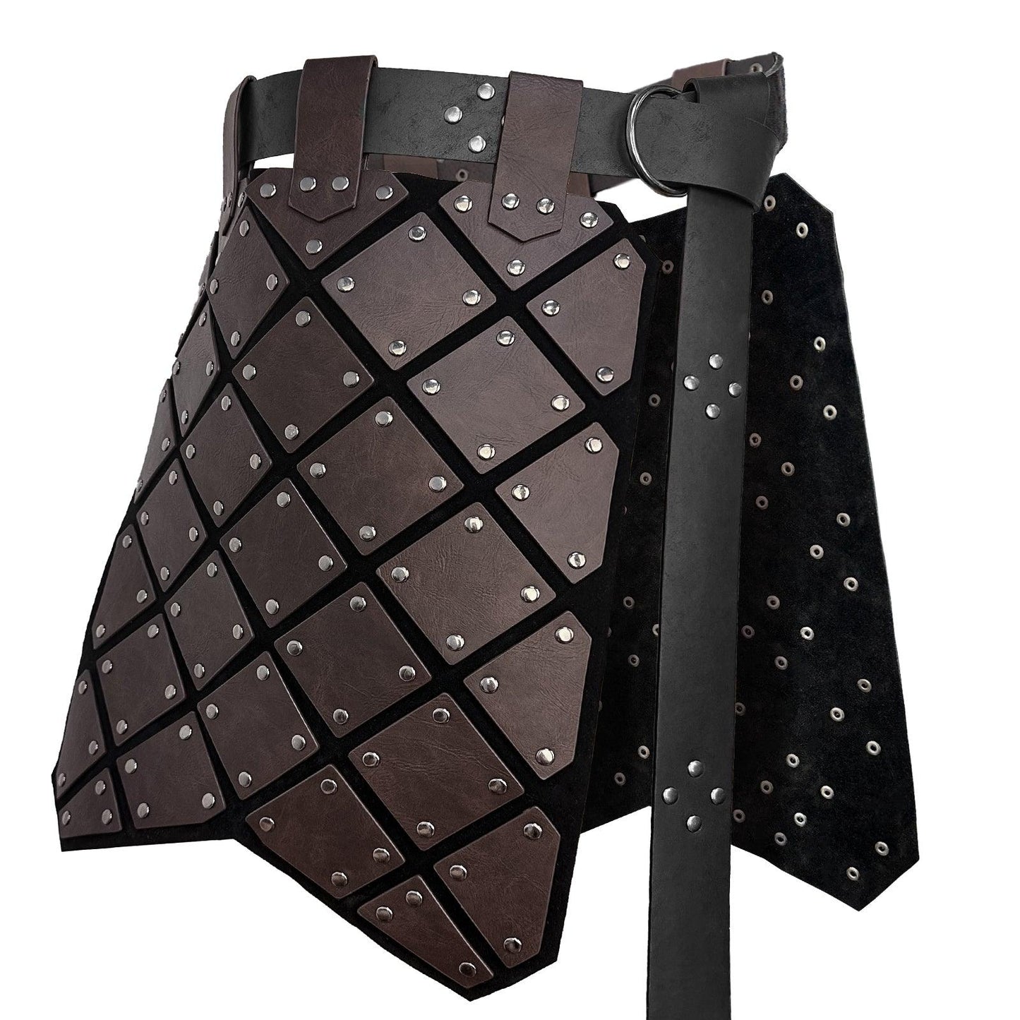 HiiFeuer Medieval Faux Leather Thigh Armor, Retro Double Sides Waist Armor with Belt, Mercenary&amp;Knights Skirt Armor for LARP