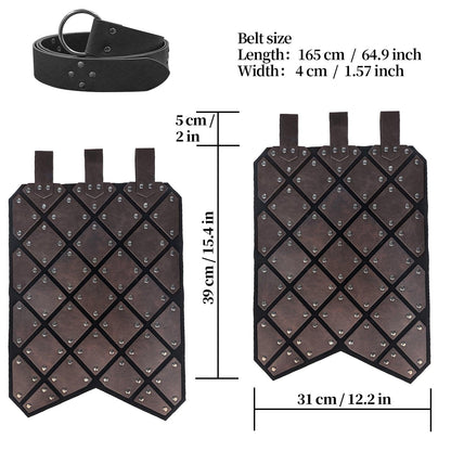 HiiFeuer Medieval Faux Leather Thigh Armor, Retro Double Sides Waist Armor with Belt, Mercenary&amp;Knights Skirt Armor for LARP