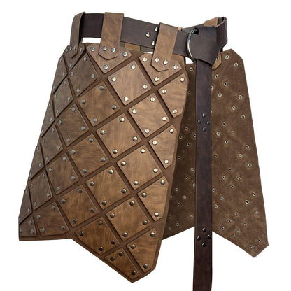 HiiFeuer Medieval Faux Leather Thigh Armor, Retro Double Sides Waist Armor with Belt, Mercenary&amp;Knights Skirt Armor for LARP