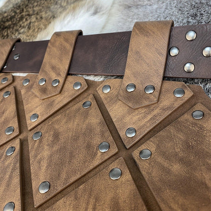 HiiFeuer Medieval Faux Leather Thigh Armor, Retro Double Sides Waist Armor with Belt, Mercenary&amp;Knights Skirt Armor for LARP