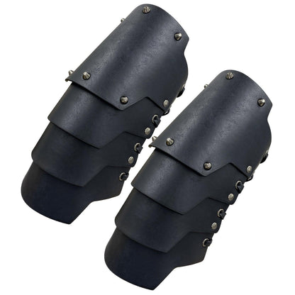 HiiFeuer Medieval Faux Leather 4 Layers Bracers Arm Armor, Middle Ages Mercenary Gauntlets, Costume Knight Archer Arm Guards