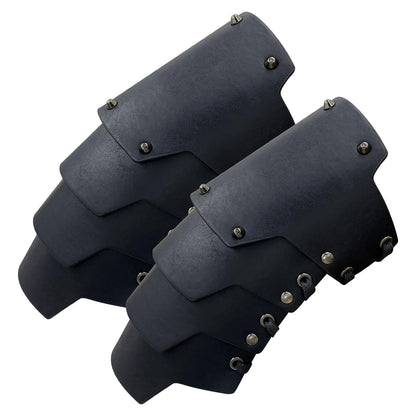 HiiFeuer Medieval Faux Leather 4 Layers Bracers Arm Armor, Middle Ages Mercenary Gauntlets, Costume Knight Archer Arm Guards