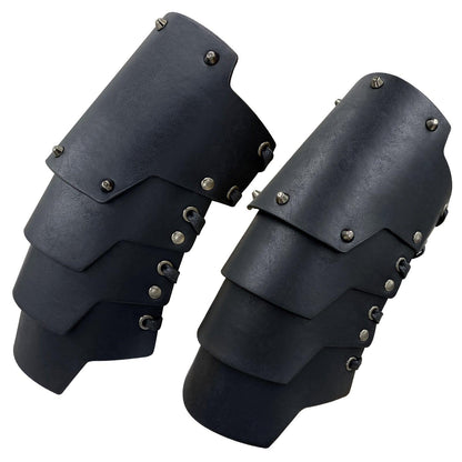 HiiFeuer Medieval Faux Leather 4 Layers Bracers Arm Armor, Middle Ages Mercenary Gauntlets, Costume Knight Archer Arm Guards