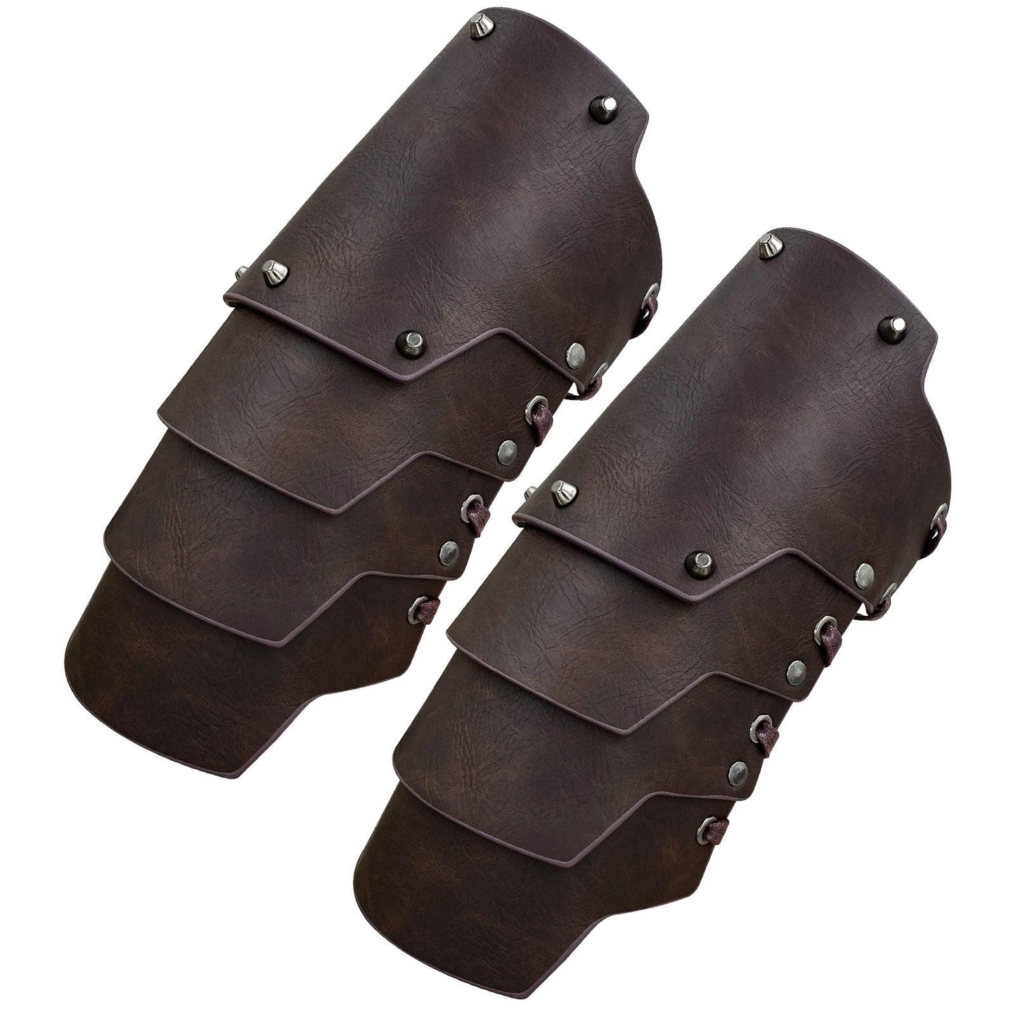 HiiFeuer Medieval Faux Leather 4 Layers Bracers Arm Armor, Middle Ages Mercenary Gauntlets, Costume Knight Archer Arm Guards