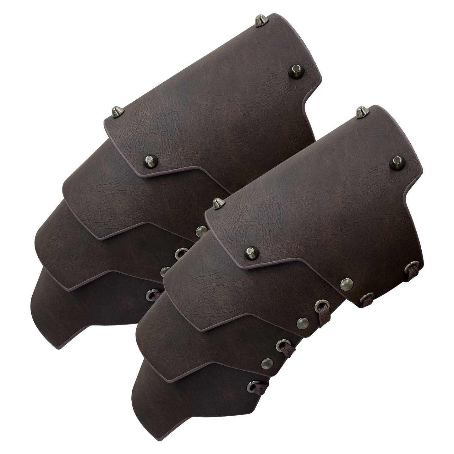 HiiFeuer Medieval Faux Leather 4 Layers Bracers Arm Armor, Middle Ages Mercenary Gauntlets, Costume Knight Archer Arm Guards