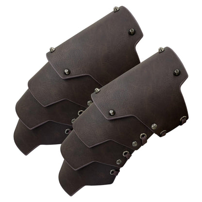 HiiFeuer Medieval Faux Leather 4 Layers Bracers Arm Armor, Middle Ages Mercenary Gauntlets, Costume Knight Archer Arm Guards