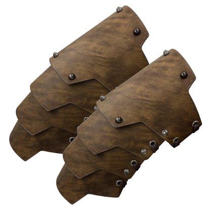 HiiFeuer Medieval Faux Leather 4 Layers Bracers Arm Armor, Middle Ages Mercenary Gauntlets, Costume Knight Archer Arm Guards