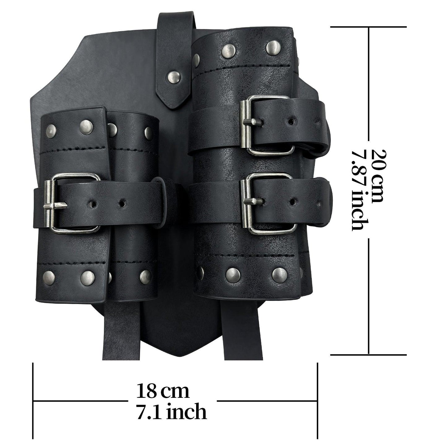 HiiFeuer Medieval Faux Leather Double Back Sword Frog, Mercenary Adjustable Sword Holster, Middle Ages Back Sword Holster