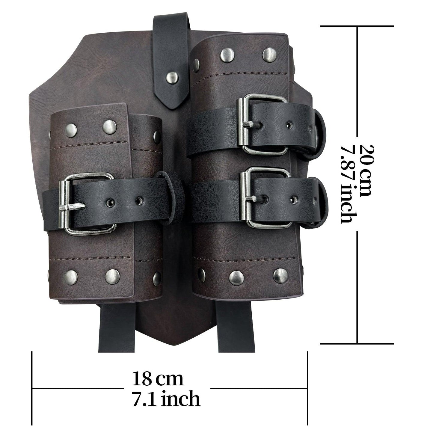 HiiFeuer Medieval Faux Leather Double Back Sword Frog, Mercenary Adjustable Sword Holster, Middle Ages Back Sword Holster