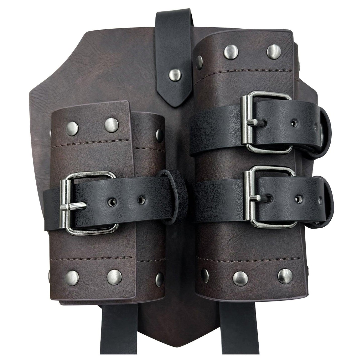 HiiFeuer Medieval Faux Leather Double Back Sword Frog, Mercenary Adjustable Sword Holster, Middle Ages Back Sword Holster