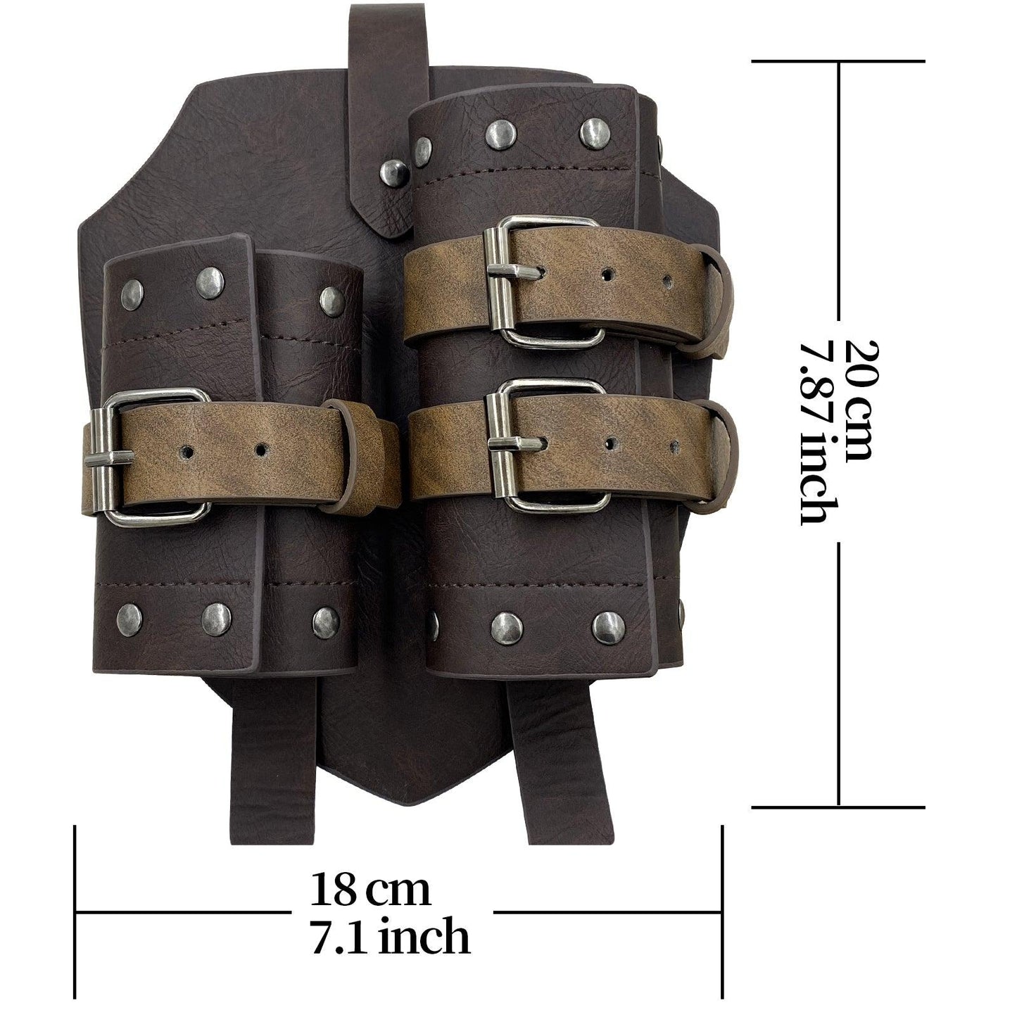 HiiFeuer Medieval Faux Leather Double Back Sword Frog, Mercenary Adjustable Sword Holster, Middle Ages Back Sword Holster