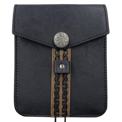 HiiFeuer Vintage Medieval Faux Leather Belt Bag, Retro Middle Ages Belt Pouch Waist bag, Portable Side Pack For LARP Ren Faire
