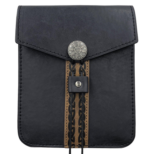 HiiFeuer Vintage Medieval Faux Leather Belt Bag, Retro Middle Ages Belt Pouch Waist bag, Portable Side Pack For LARP Ren Faire