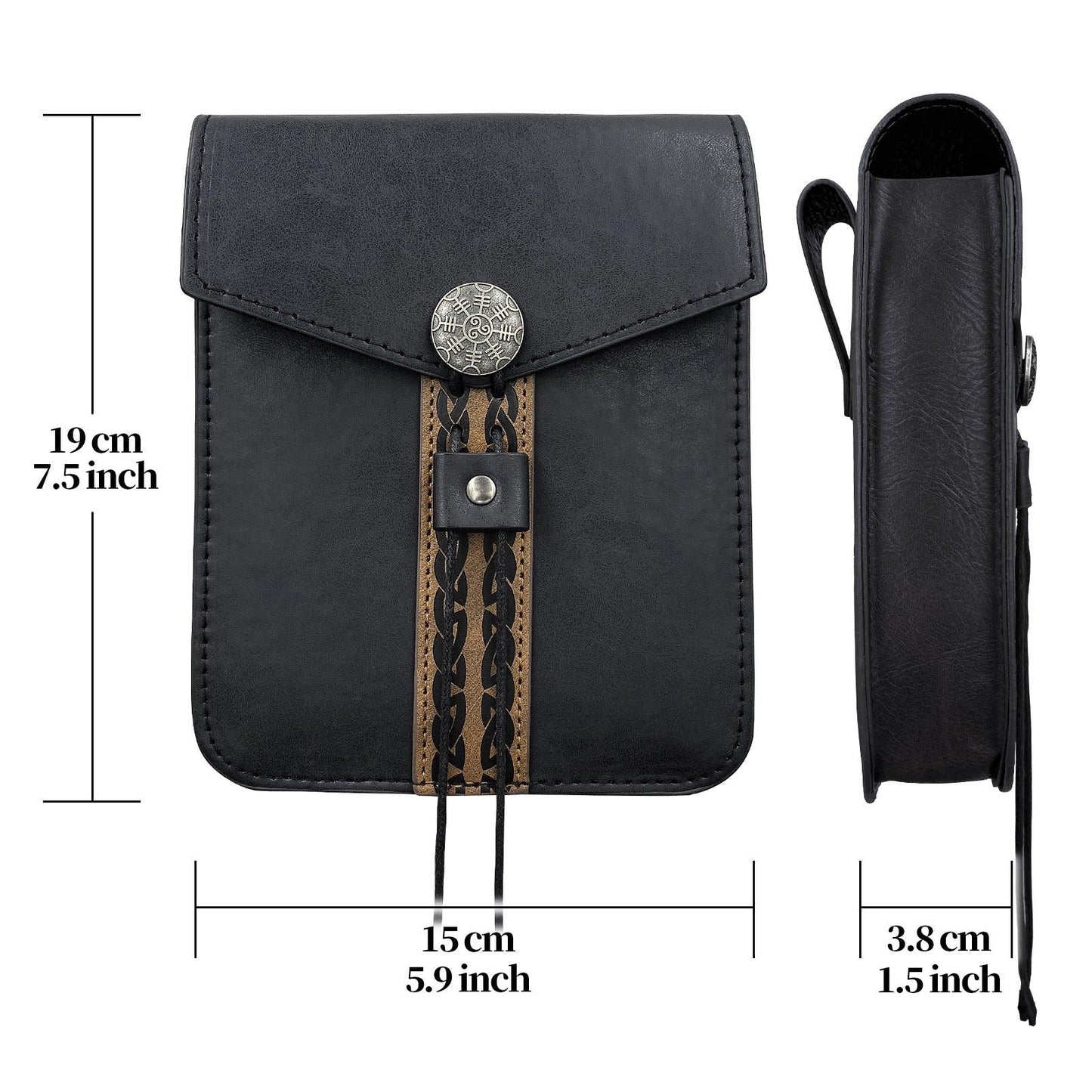 HiiFeuer Vintage Medieval Faux Leather Belt Bag, Retro Middle Ages Belt Pouch Waist bag, Portable Side Pack For LARP Ren Faire