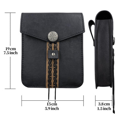 HiiFeuer Vintage Medieval Faux Leather Belt Bag, Retro Middle Ages Belt Pouch Waist bag, Portable Side Pack For LARP Ren Faire