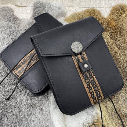 HiiFeuer Vintage Medieval Faux Leather Belt Bag, Retro Middle Ages Belt Pouch Waist bag, Portable Side Pack For LARP Ren Faire