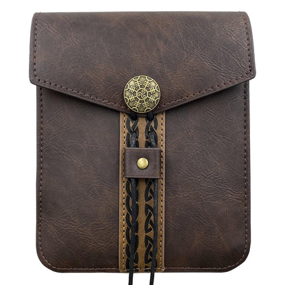 HiiFeuer Vintage Medieval Faux Leather Belt Bag, Retro Middle Ages Belt Pouch Waist bag, Portable Side Pack For LARP Ren Faire