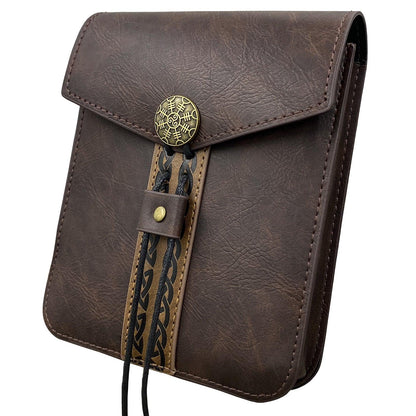 HiiFeuer Vintage Medieval Faux Leather Belt Bag, Retro Middle Ages Belt Pouch Waist bag, Portable Side Pack For LARP Ren Faire