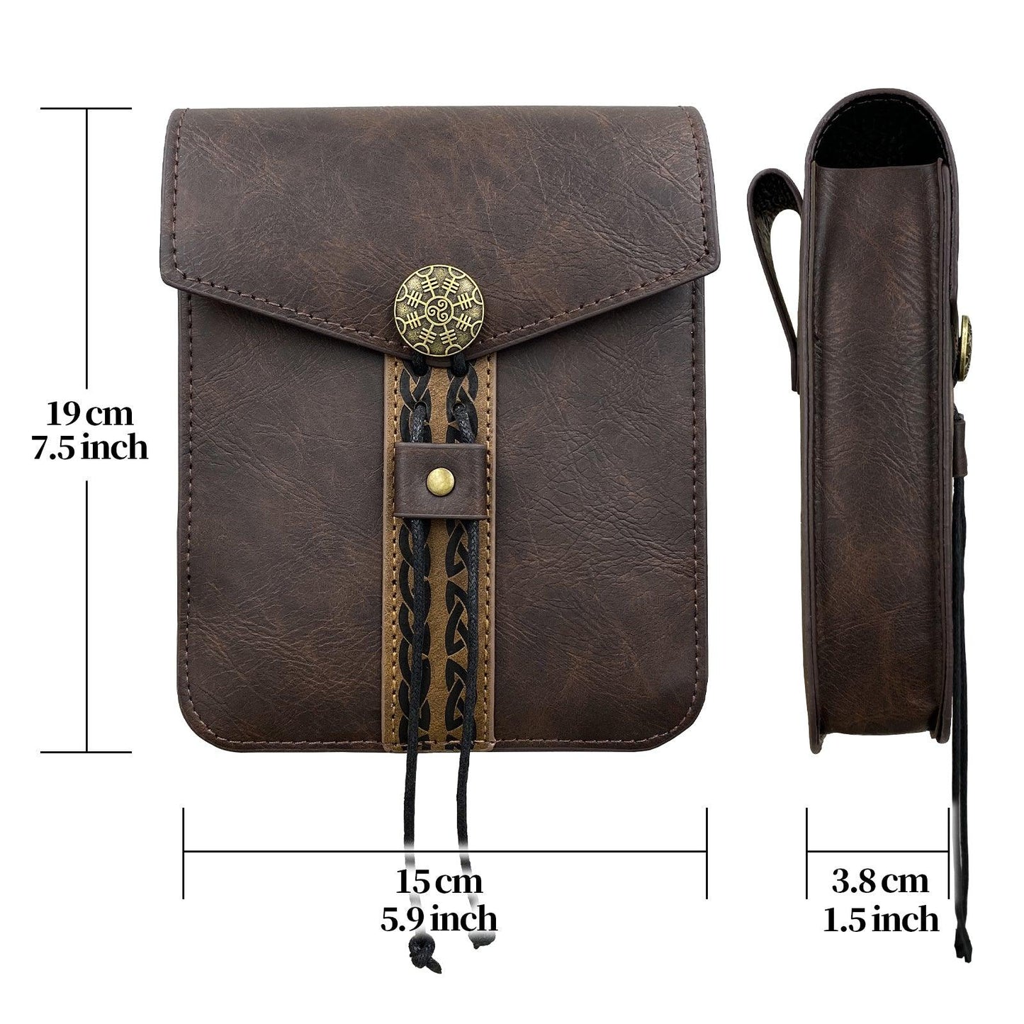 HiiFeuer Vintage Medieval Faux Leather Belt Bag, Retro Middle Ages Belt Pouch Waist bag, Portable Side Pack For LARP Ren Faire