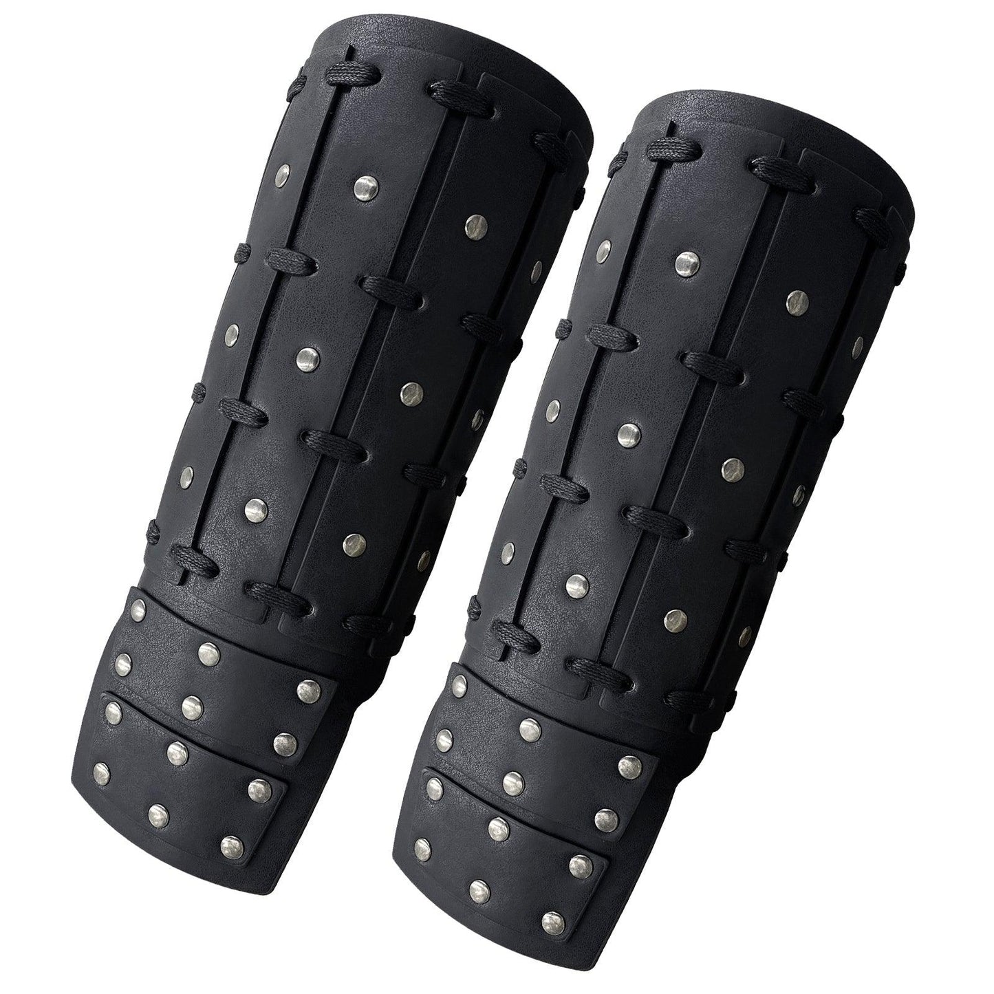 HiiFeuer Medieval Studded Faux Leather Bracers, Vintage Mercenary Arm Guards, Knight Archer Gauntlets for Ren Faire