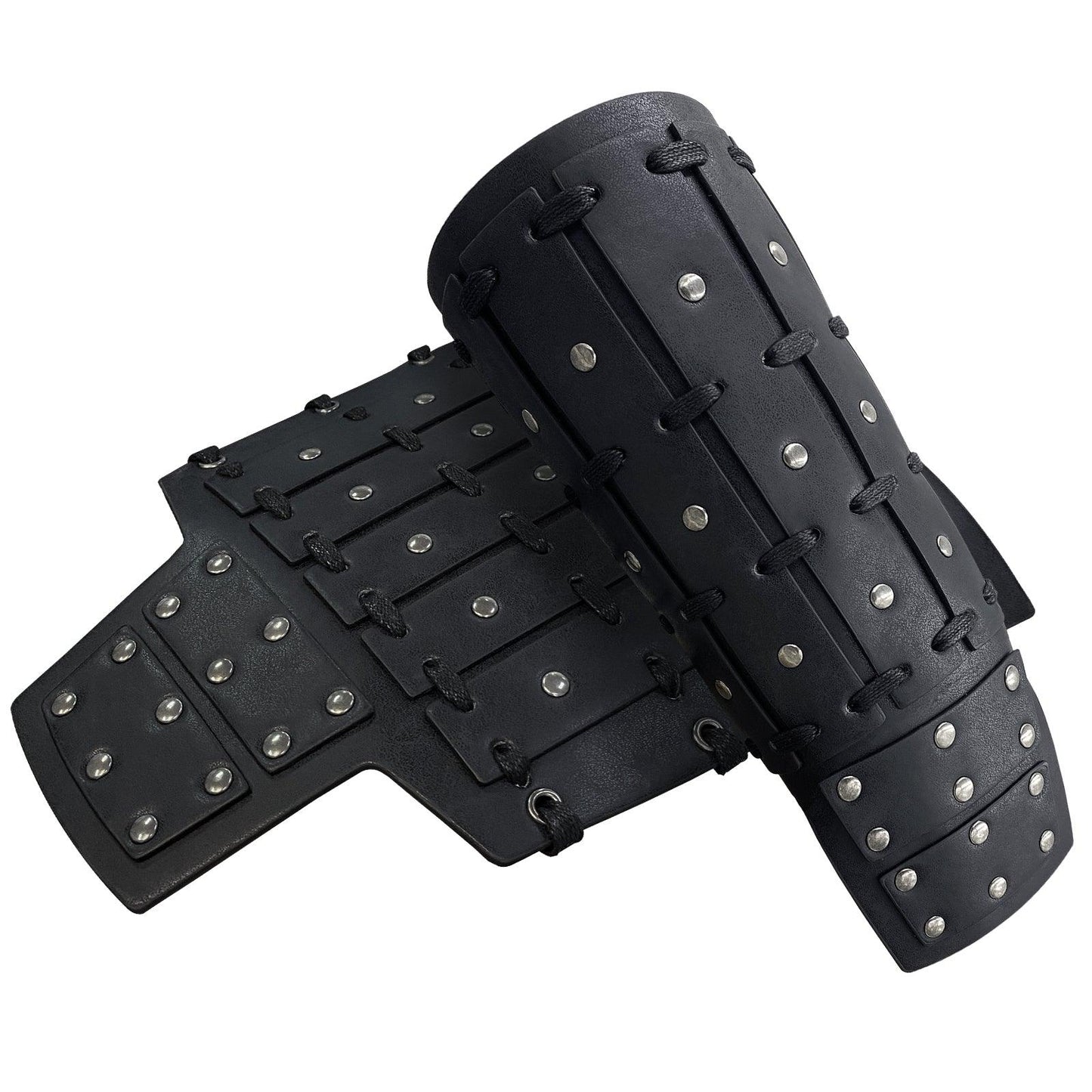 HiiFeuer Medieval Studded Faux Leather Bracers, Vintage Mercenary Arm Guards, Knight Archer Gauntlets for Ren Faire
