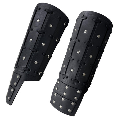 HiiFeuer Medieval Studded Faux Leather Bracers, Vintage Mercenary Arm Guards, Knight Archer Gauntlets for Ren Faire