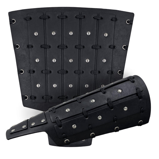 HiiFeuer Medieval Studded Faux Leather Bracers, Vintage Mercenary Arm Guards, Knight Archer Gauntlets for Ren Faire