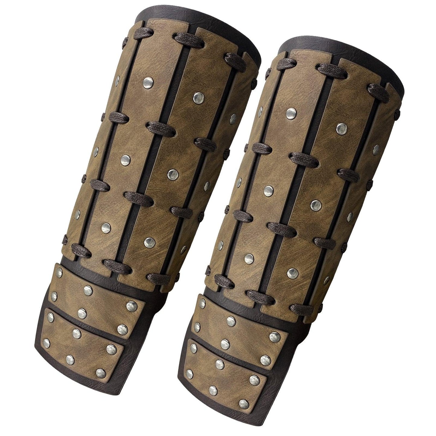 HiiFeuer Medieval Studded Faux Leather Bracers, Vintage Mercenary Arm Guards, Knight Archer Gauntlets for Ren Faire