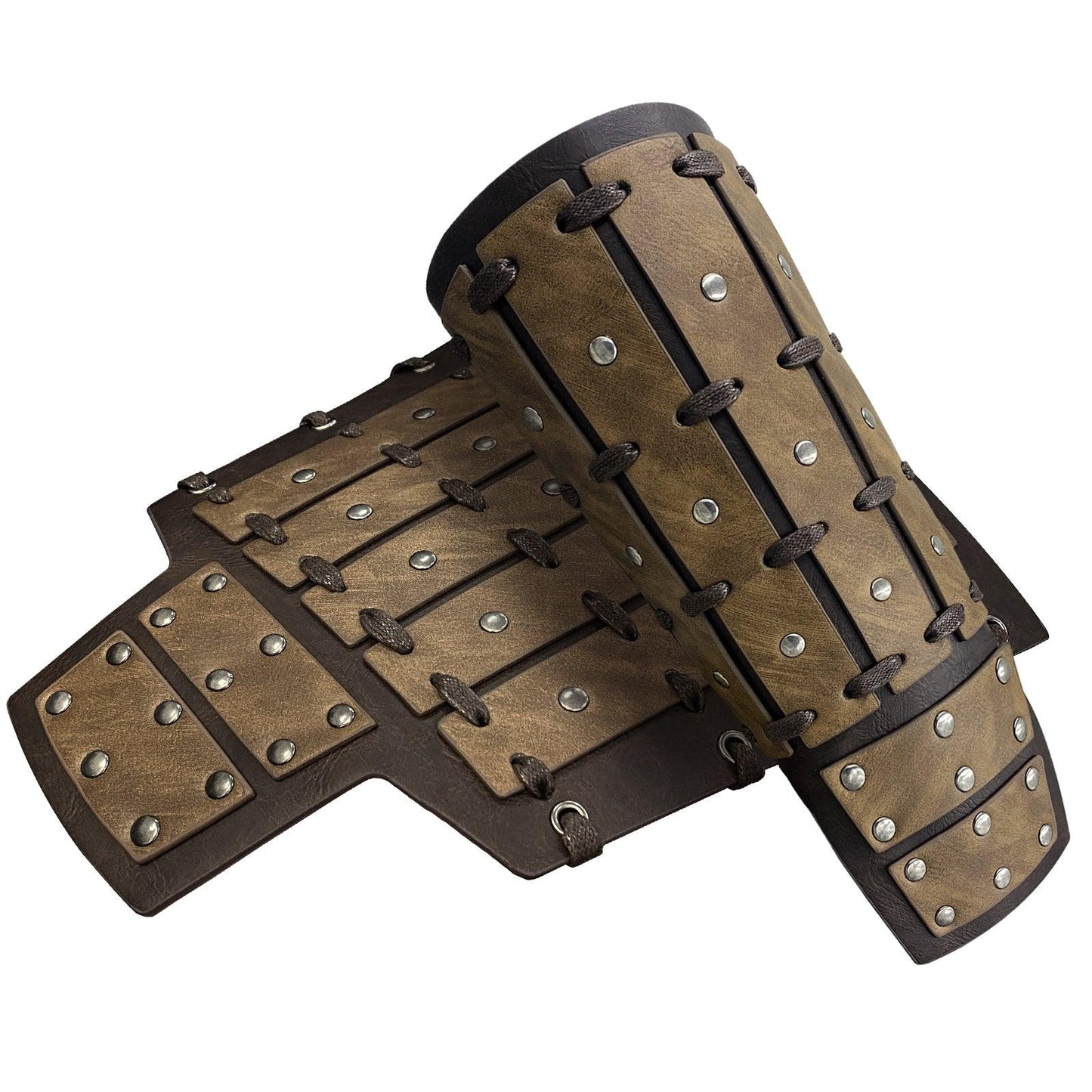 HiiFeuer Medieval Studded Faux Leather Bracers, Vintage Mercenary Arm Guards, Knight Archer Gauntlets for Ren Faire