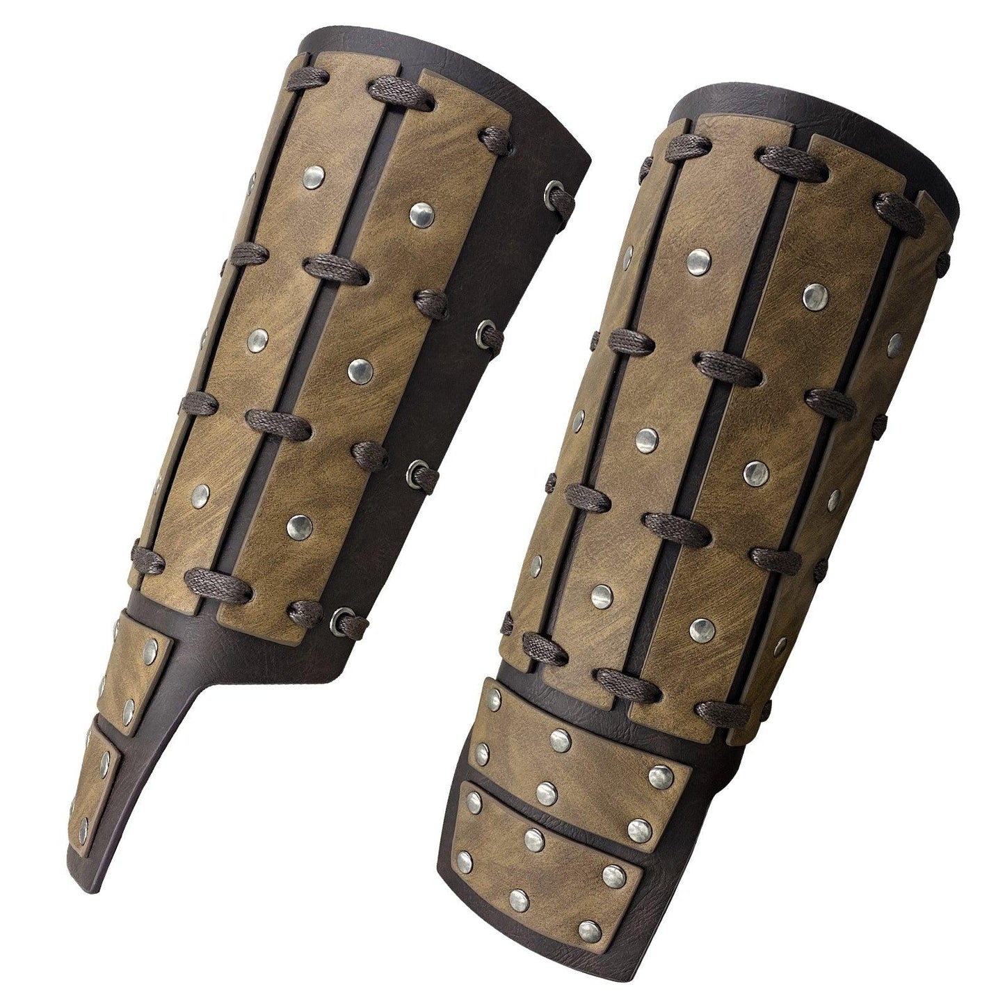 HiiFeuer Medieval Studded Faux Leather Bracers, Vintage Mercenary Arm Guards, Knight Archer Gauntlets for Ren Faire