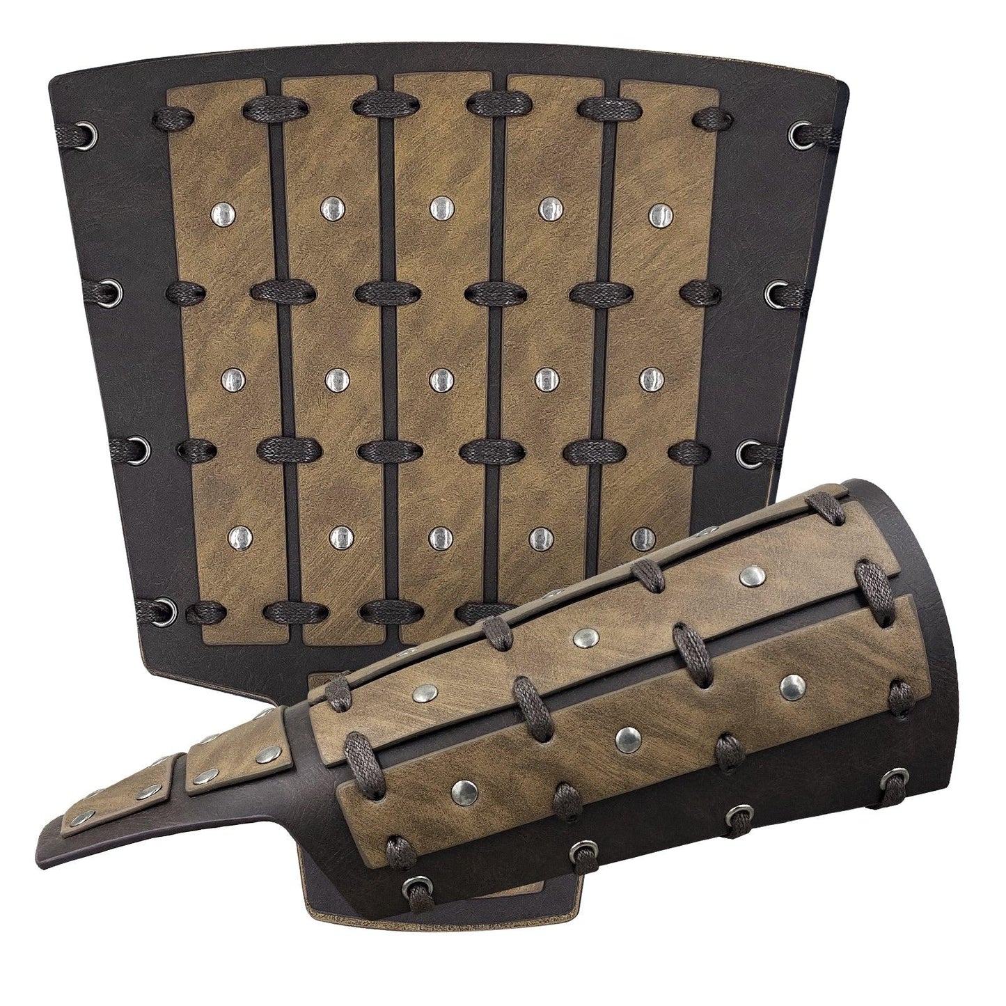 HiiFeuer Medieval Studded Faux Leather Bracers, Vintage Mercenary Arm Guards, Knight Archer Gauntlets for Ren Faire