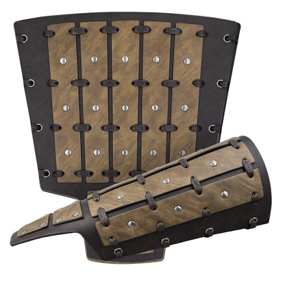 HiiFeuer Medieval Studded Faux Leather Bracers, Vintage Mercenary Arm Guards, Knight Archer Gauntlets for Ren Faire