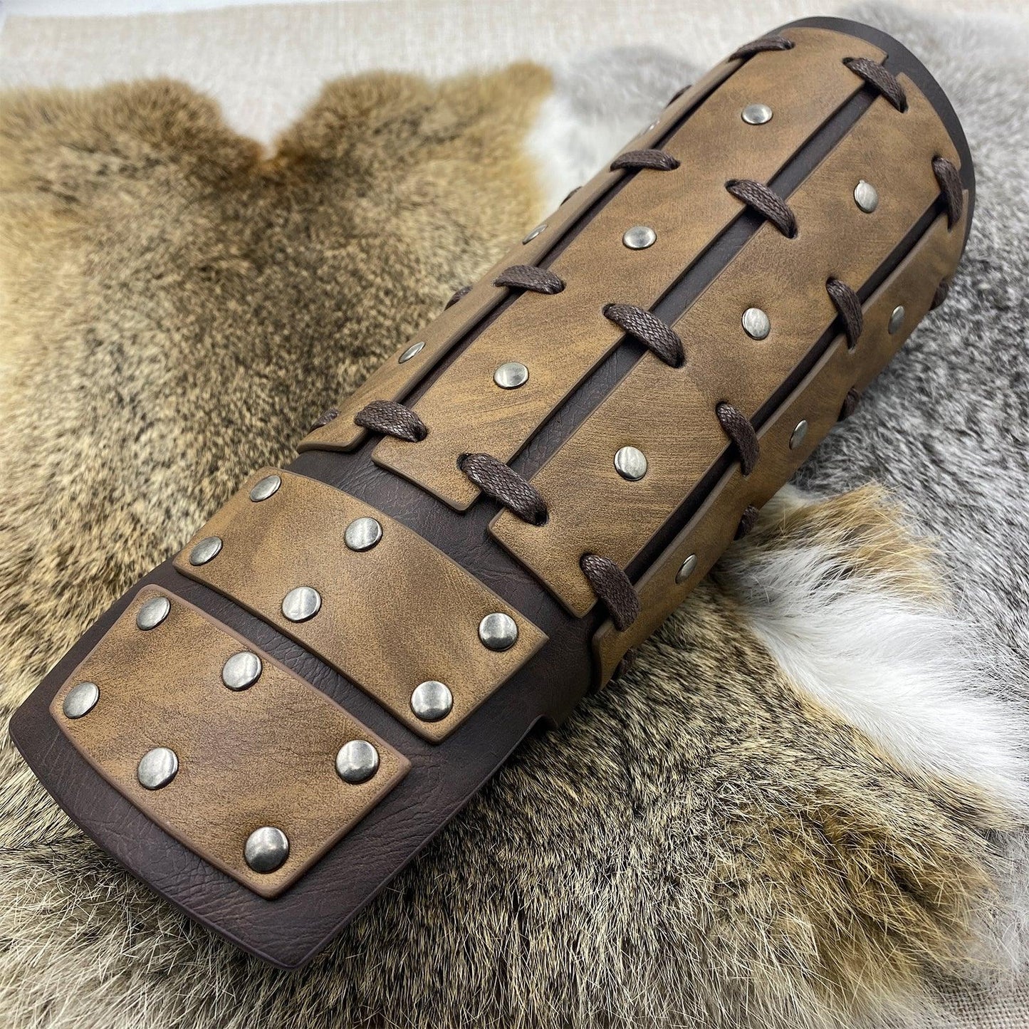 HiiFeuer Medieval Studded Faux Leather Bracers, Vintage Mercenary Arm Guards, Knight Archer Gauntlets for Ren Faire