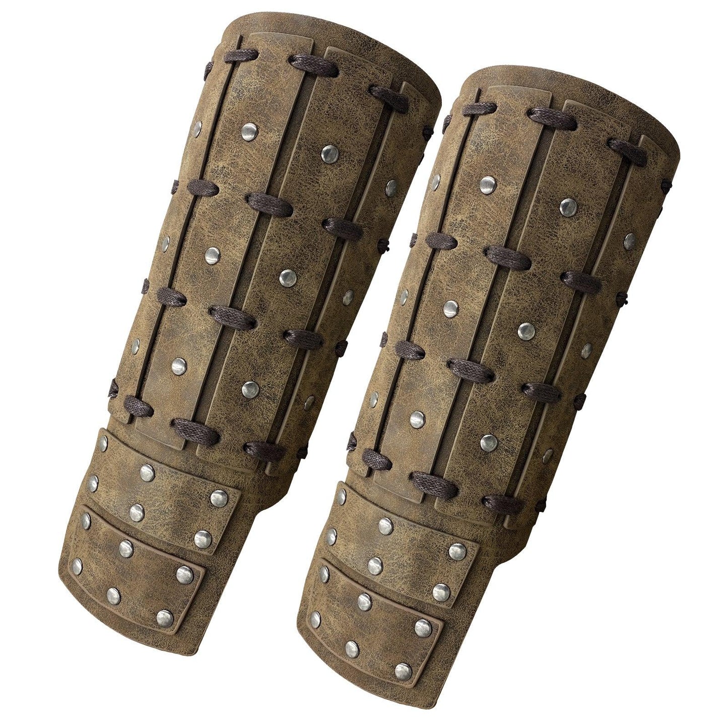 HiiFeuer Medieval Studded Faux Leather Bracers, Vintage Mercenary Arm Guards, Knight Archer Gauntlets for Ren Faire