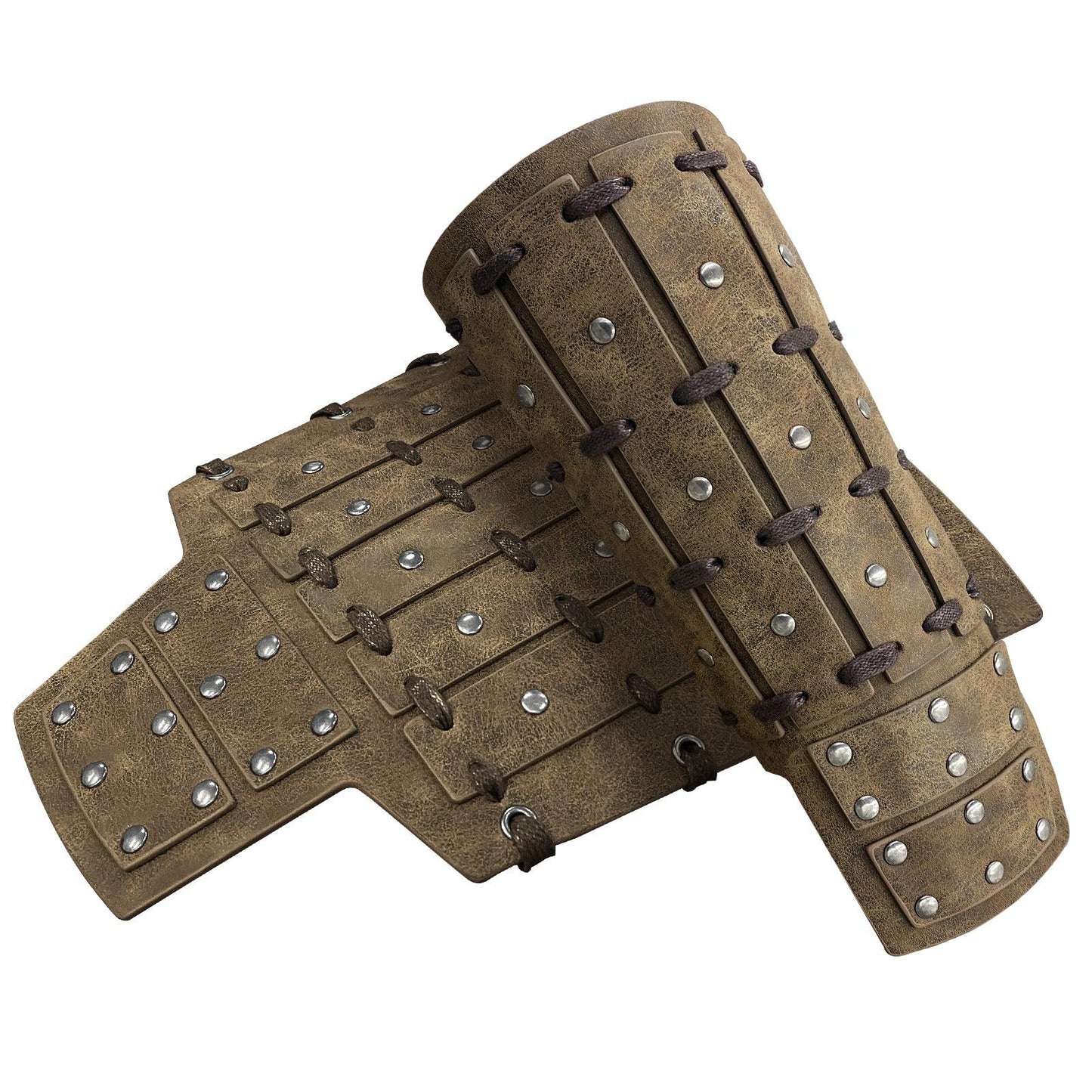 HiiFeuer Medieval Studded Faux Leather Bracers, Vintage Mercenary Arm Guards, Knight Archer Gauntlets for Ren Faire