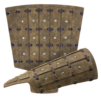 HiiFeuer Medieval Studded Faux Leather Bracers, Vintage Mercenary Arm Guards, Knight Archer Gauntlets for Ren Faire