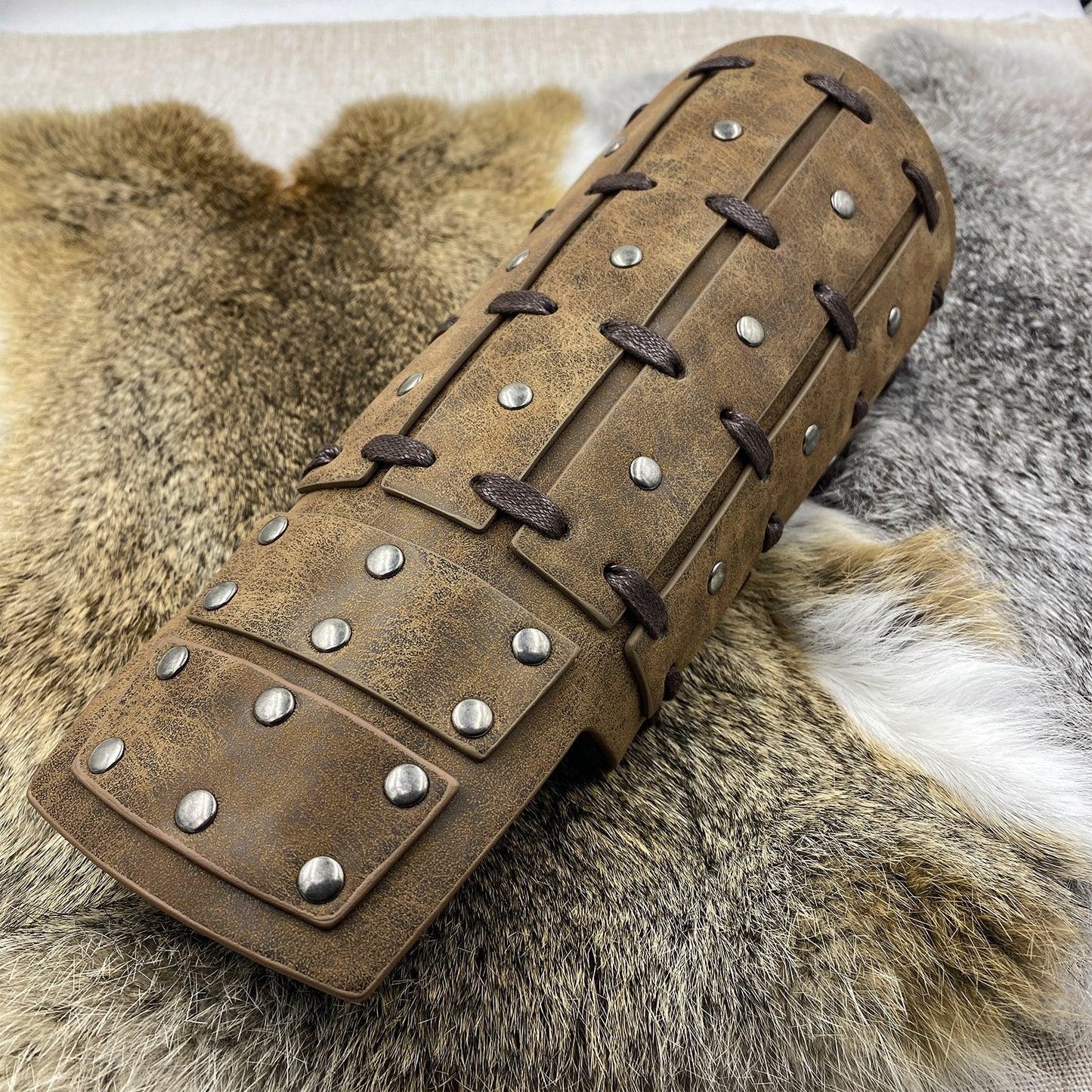 HiiFeuer Medieval Studded Faux Leather Bracers, Vintage Mercenary Arm Guards, Knight Archer Gauntlets for Ren Faire