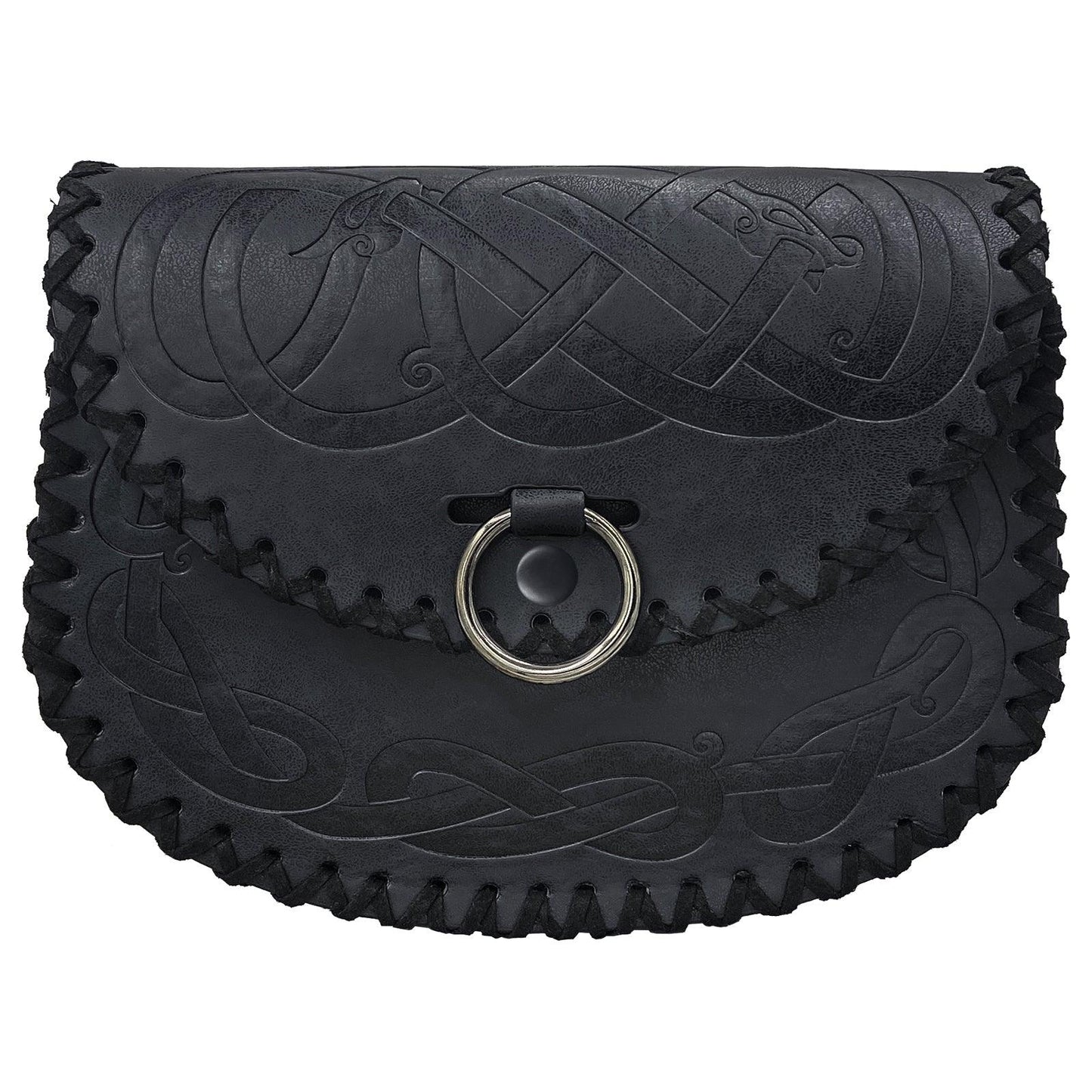 HiiFeuer Viking Embossed Belt Bag, Vintage Medieval Faux Leather Side Pack, Middle Ages Portable Belt Pouch For LARP Ren Faire