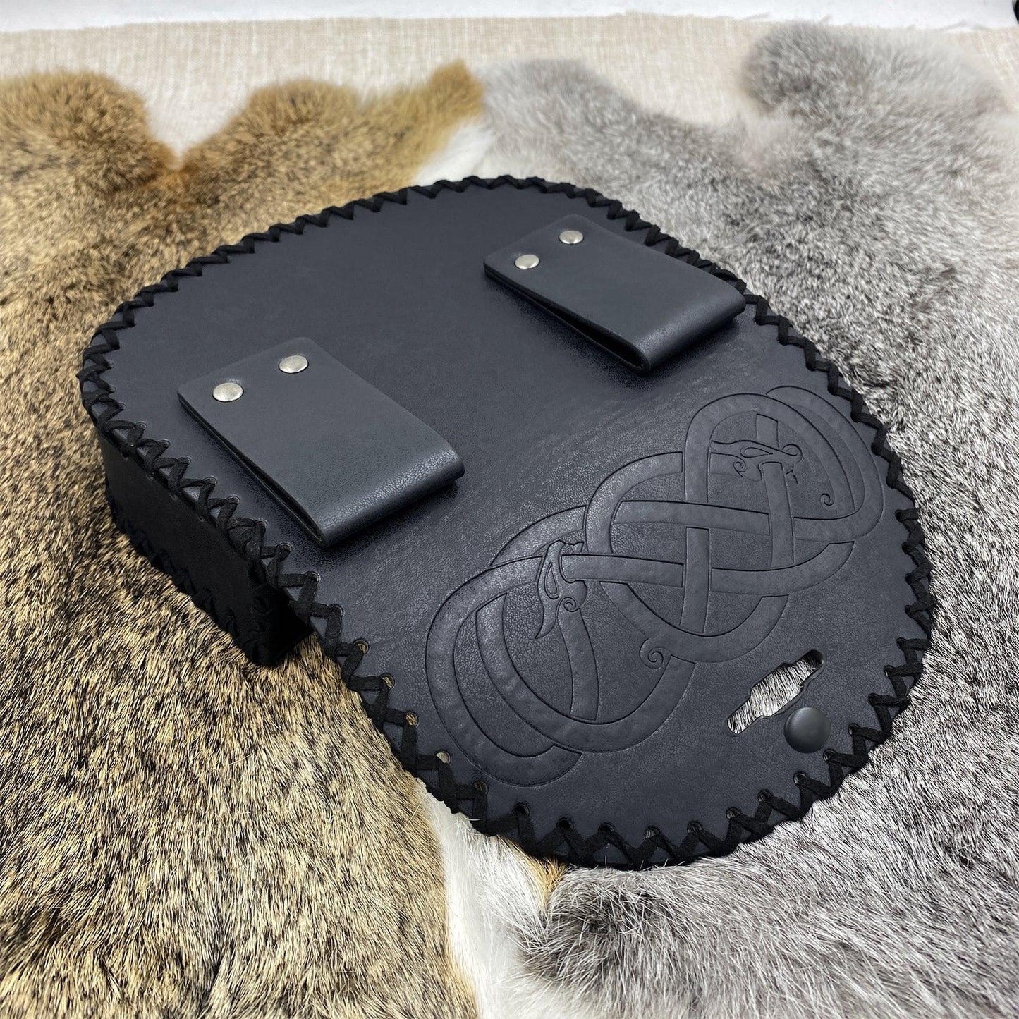 HiiFeuer Viking Embossed Belt Bag, Vintage Medieval Faux Leather Side Pack, Middle Ages Portable Belt Pouch For LARP Ren Faire