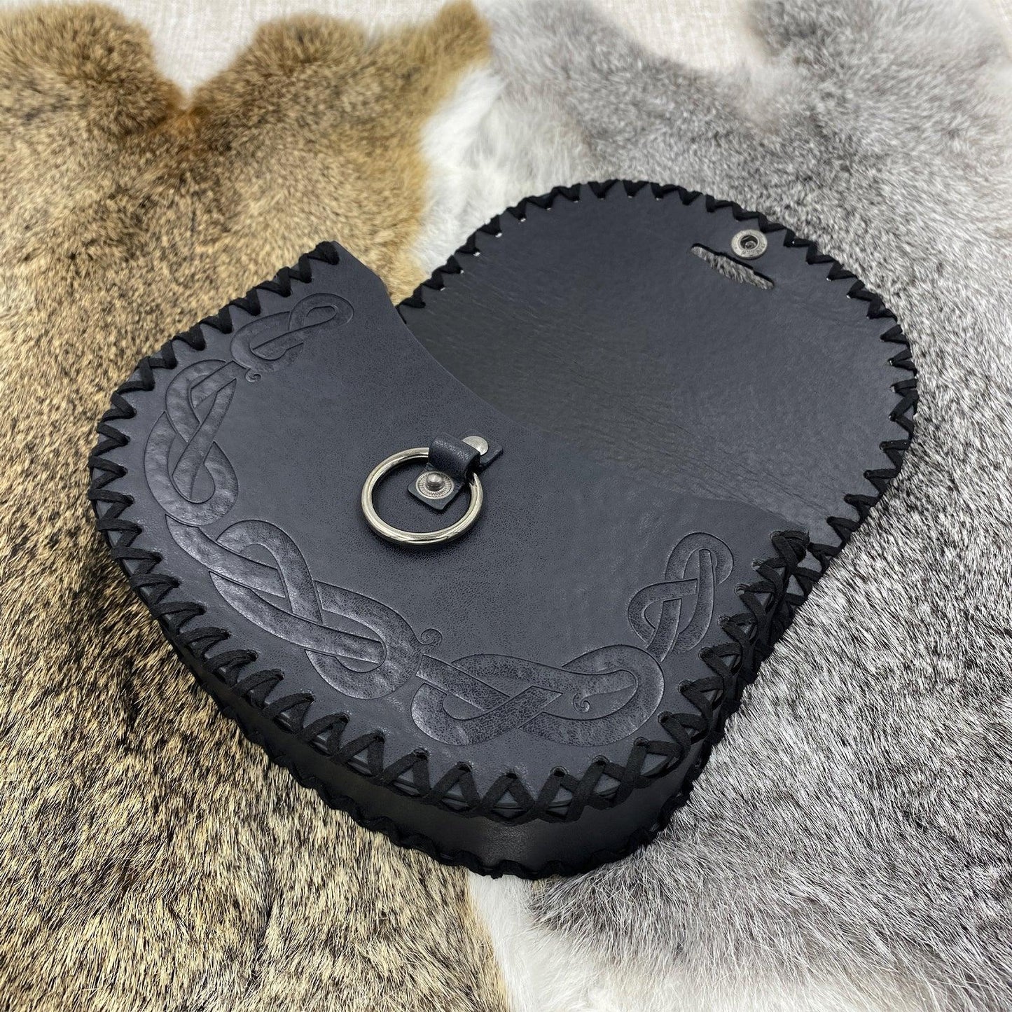 HiiFeuer Viking Embossed Belt Bag, Vintage Medieval Faux Leather Side Pack, Middle Ages Portable Belt Pouch For LARP Ren Faire