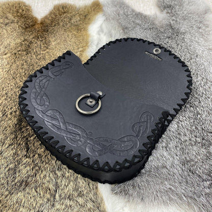 HiiFeuer Viking Embossed Belt Bag, Vintage Medieval Faux Leather Side Pack, Middle Ages Portable Belt Pouch For LARP Ren Faire