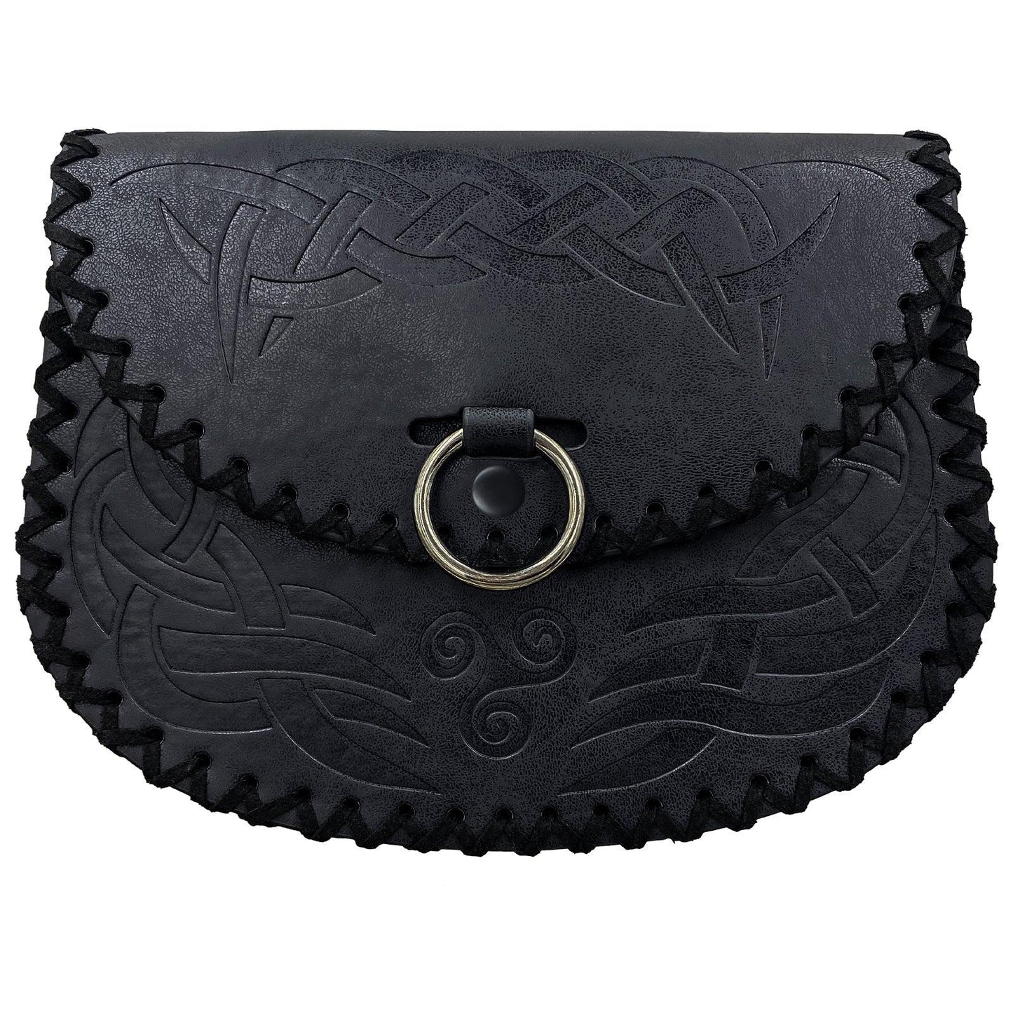 HiiFeuer Viking Embossed Belt Bag, Vintage Medieval Faux Leather Side Pack, Middle Ages Portable Belt Pouch For LARP Ren Faire