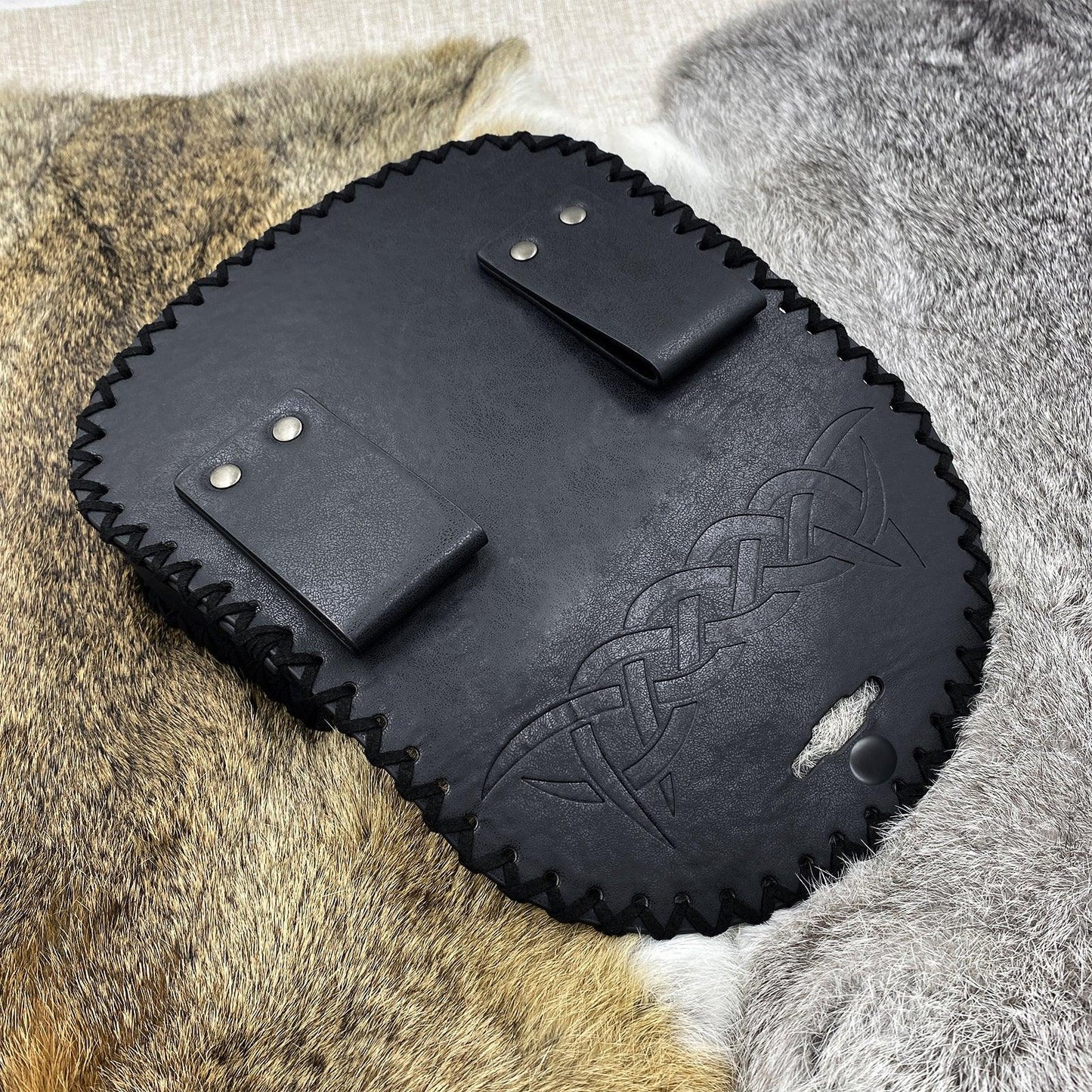 HiiFeuer Viking Embossed Belt Bag, Vintage Medieval Faux Leather Side Pack, Middle Ages Portable Belt Pouch For LARP Ren Faire