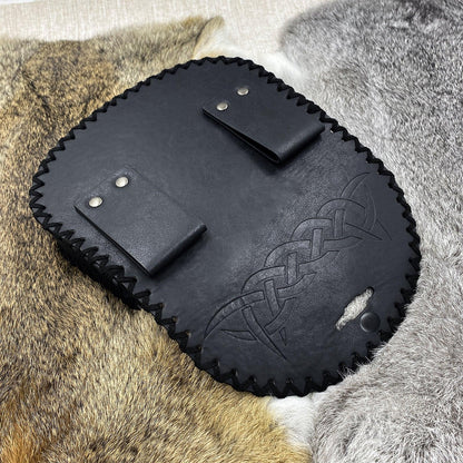 HiiFeuer Viking Embossed Belt Bag, Vintage Medieval Faux Leather Side Pack, Middle Ages Portable Belt Pouch For LARP Ren Faire