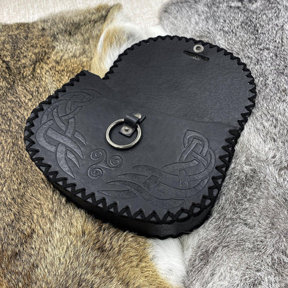 HiiFeuer Viking Embossed Belt Bag, Vintage Medieval Faux Leather Side Pack, Middle Ages Portable Belt Pouch For LARP Ren Faire