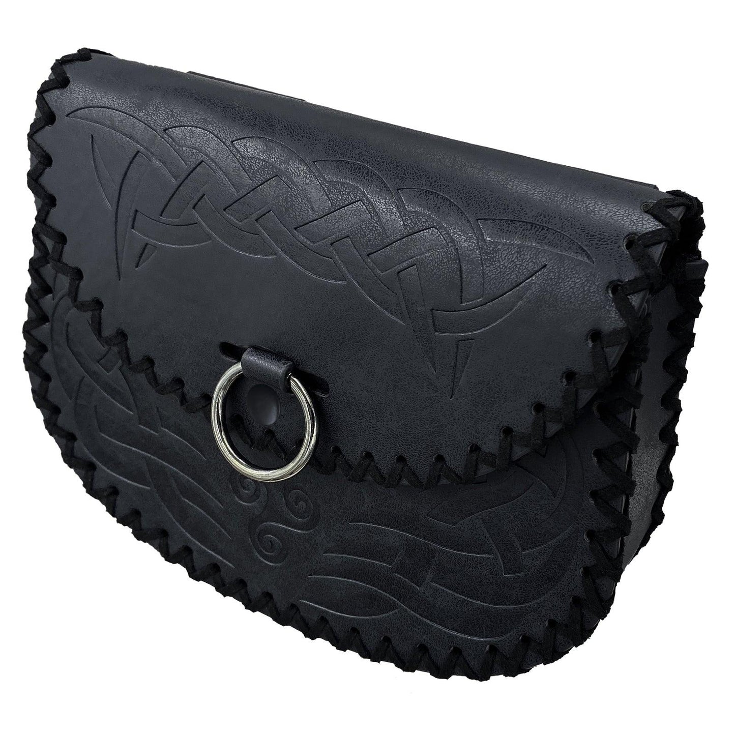 HiiFeuer Viking Embossed Belt Bag, Vintage Medieval Faux Leather Side Pack, Middle Ages Portable Belt Pouch For LARP Ren Faire