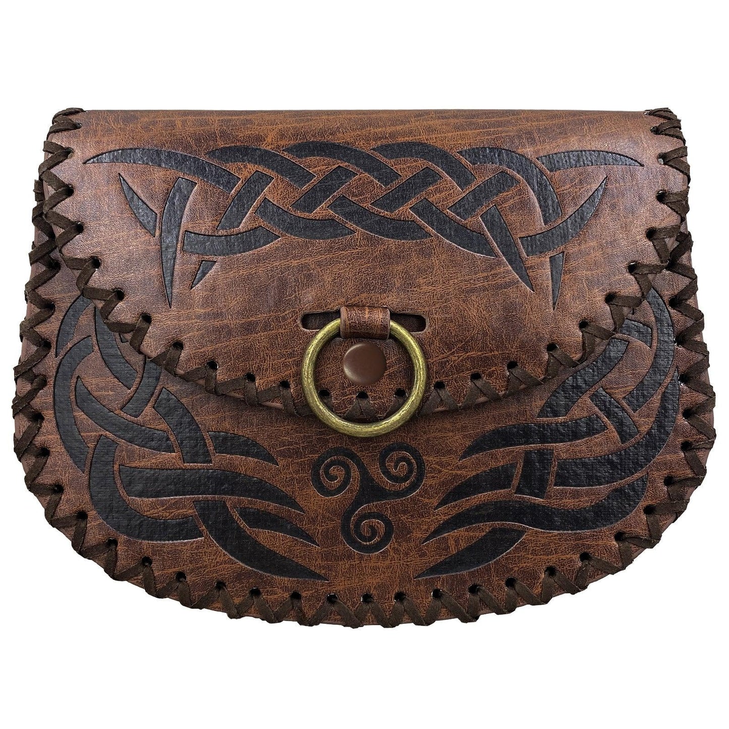 HiiFeuer Viking Embossed Belt Bag, Vintage Medieval Faux Leather Side Pack, Middle Ages Portable Belt Pouch For LARP Ren Faire
