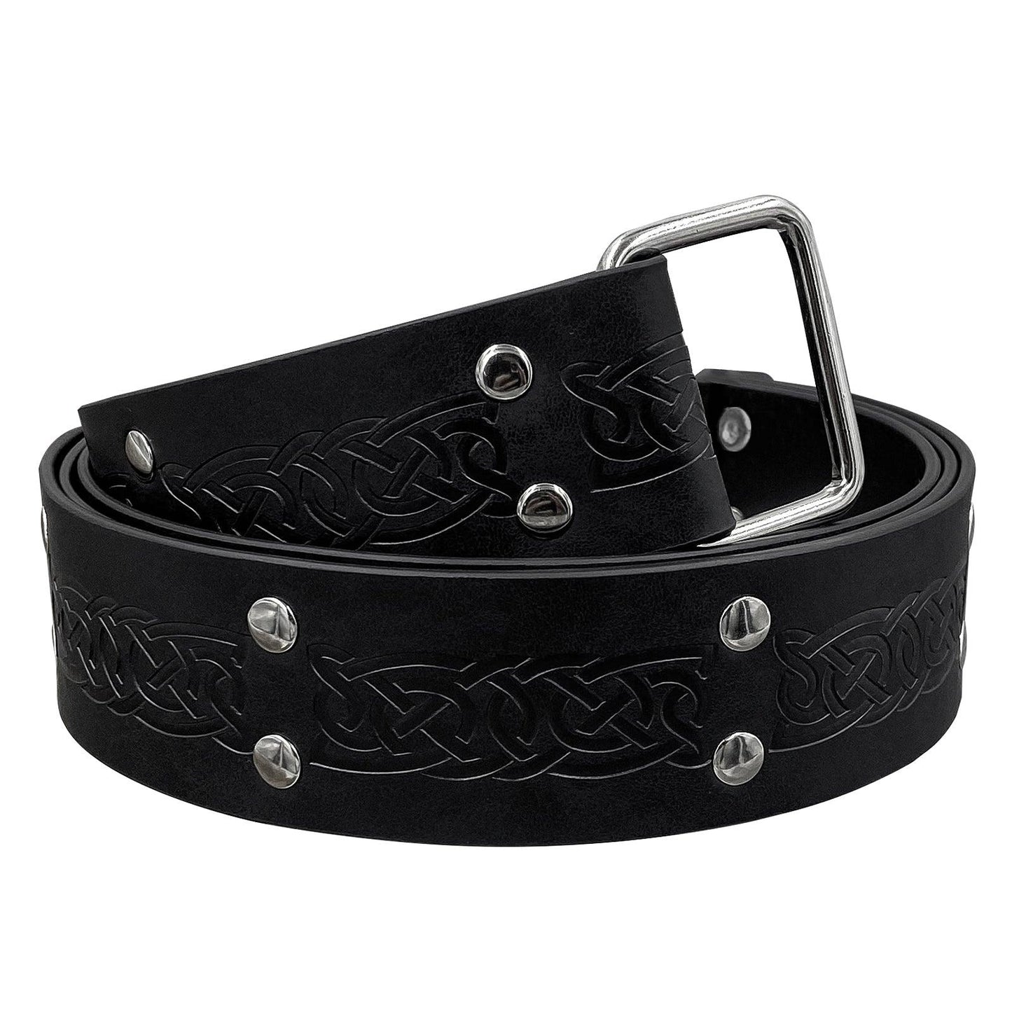 HiiFeuer Medieval Embossed Square Buckle Belt,Retro Middle Ages Faux Leather Mercenary Knight Belt,for LARP Ren Faire