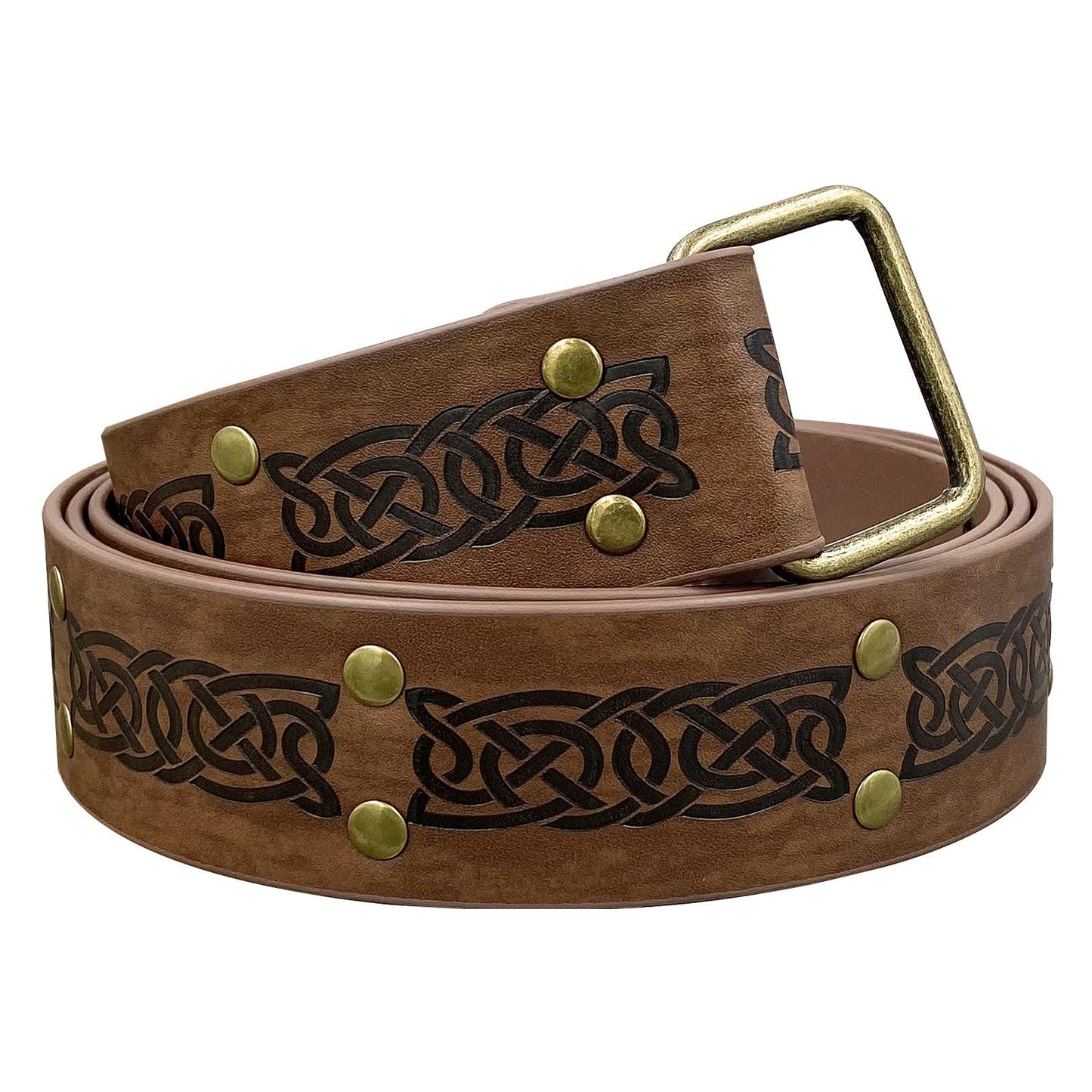 HiiFeuer Medieval Embossed Square Buckle Belt,Retro Middle Ages Faux Leather Mercenary Knight Belt,for LARP Ren Faire